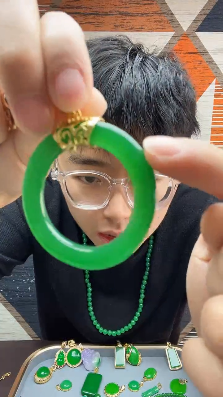 【闪购商品】翡翠吊坠(赠链)14K金镶嵌014翡翠甜甜圈吊坠