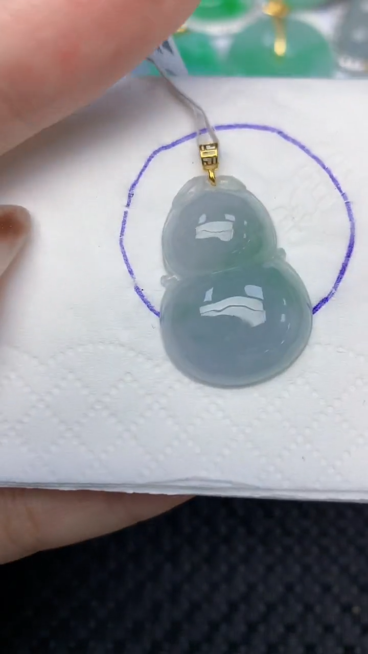 颈饰18K金镶嵌翡翠天然缅甸翡翠a货百元以上9元证书费自理