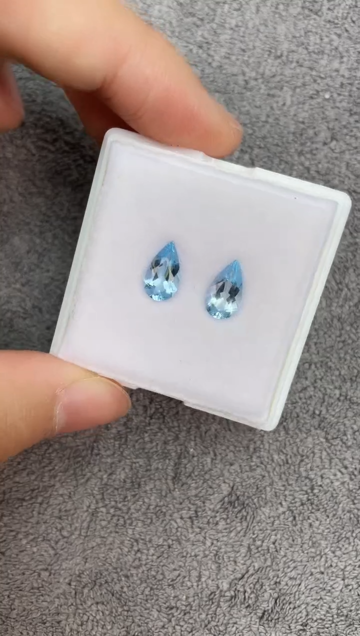 【闪购商品】海蓝宝石裸石未镶嵌一对1.94ct   