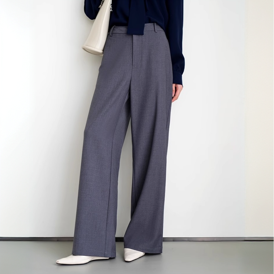 全精品／气场篙管 精工品质莱赛尔醋酸高腰窄版休闲阔腿裤(C3117)