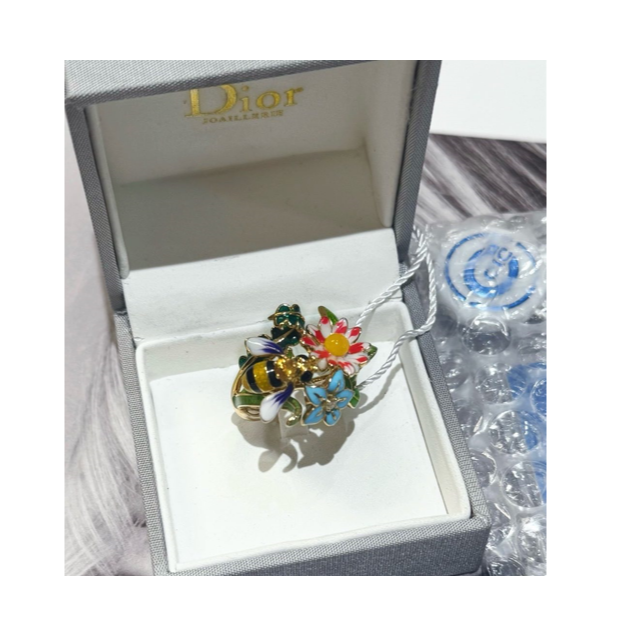 99新 DIOR/迪奥 小花6珊 神秘花园 彩宝黄金 52码戒指