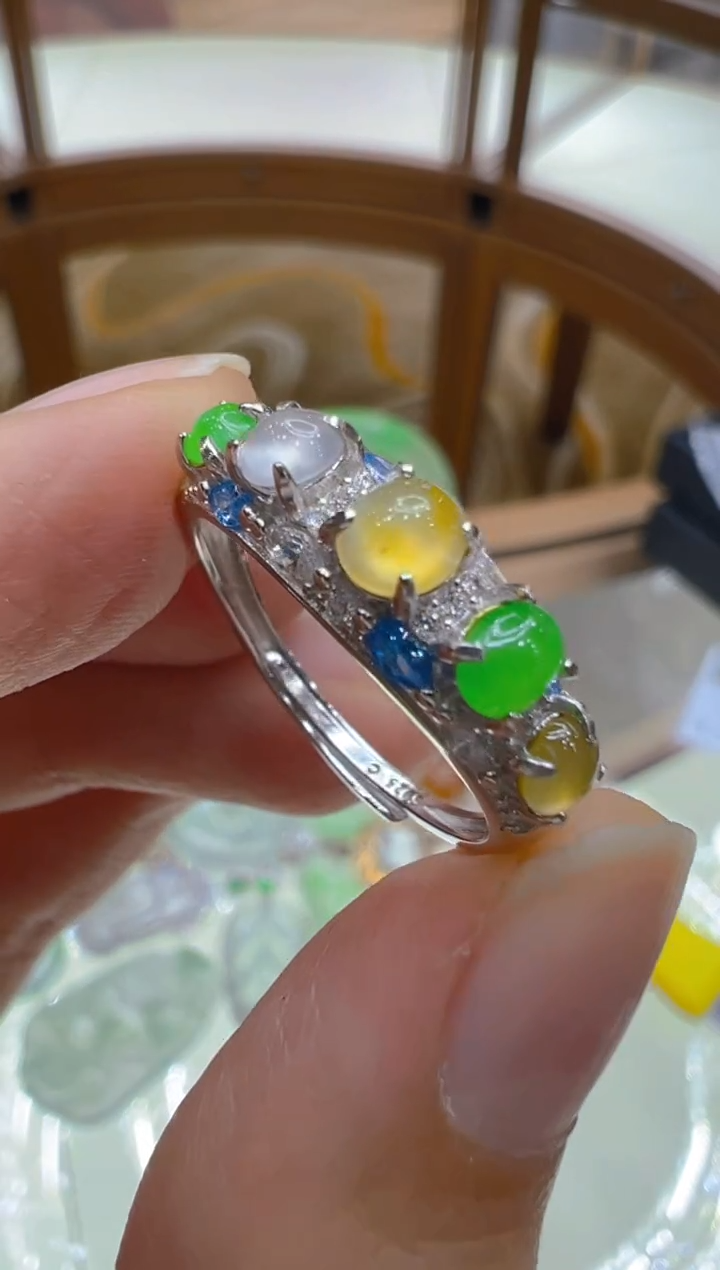 银S925镶嵌戒指翡翠多样性团购发一件