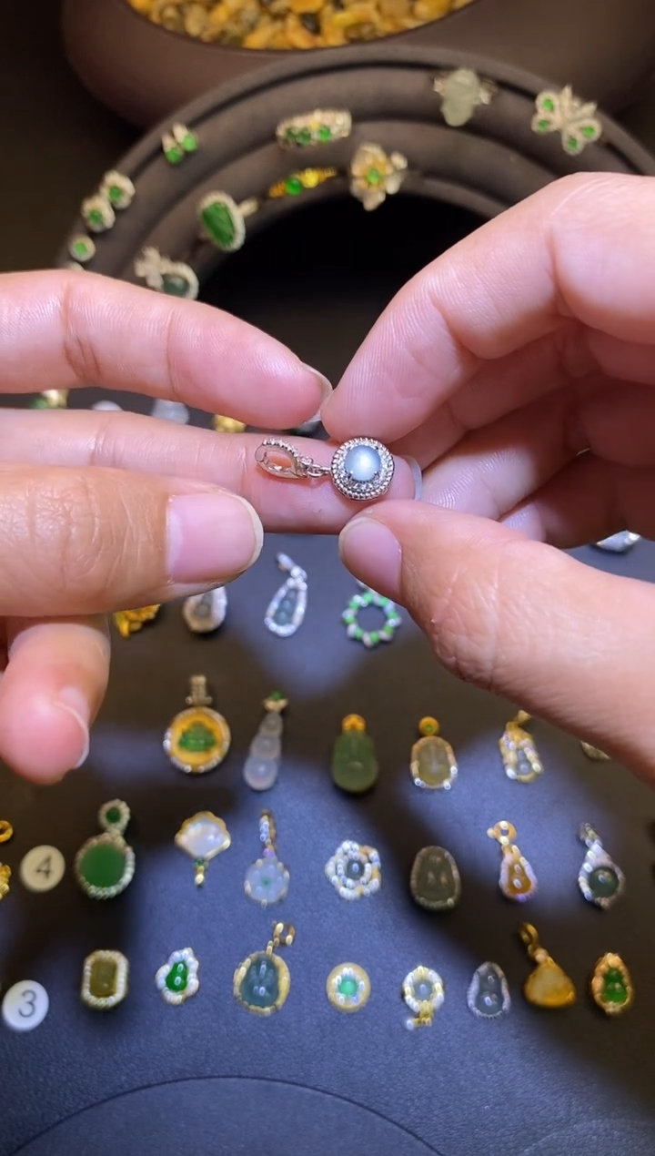 吊坠(不含链)银S925镶嵌翡翠1