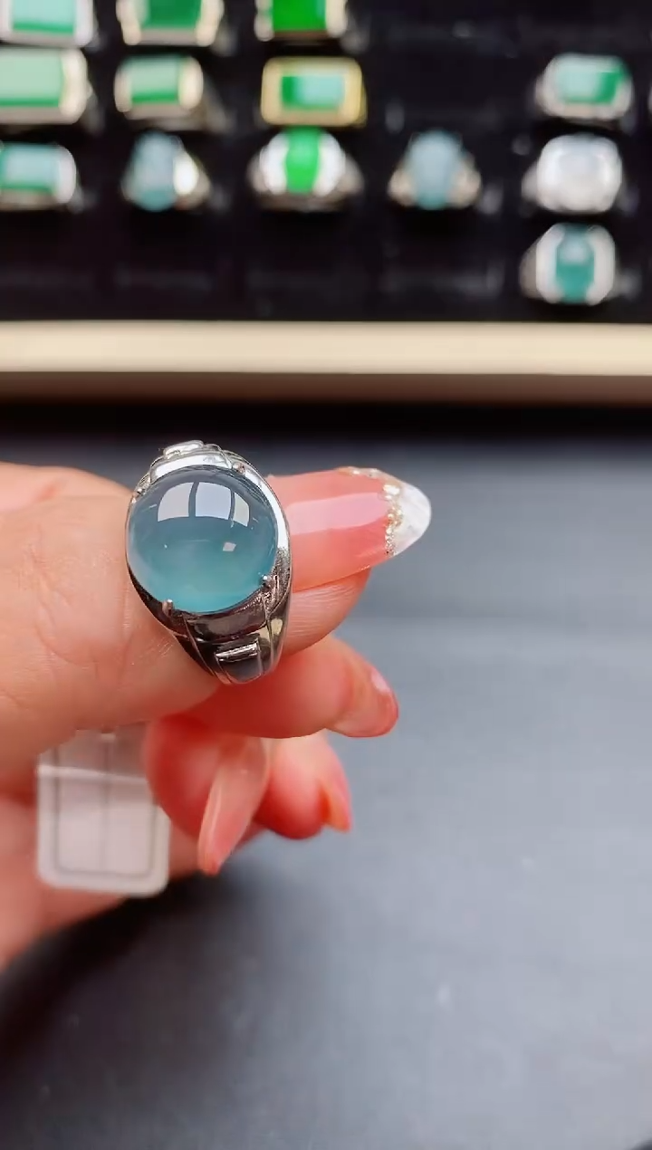 【闪购商品】翡翠戒指银S925镶嵌8500