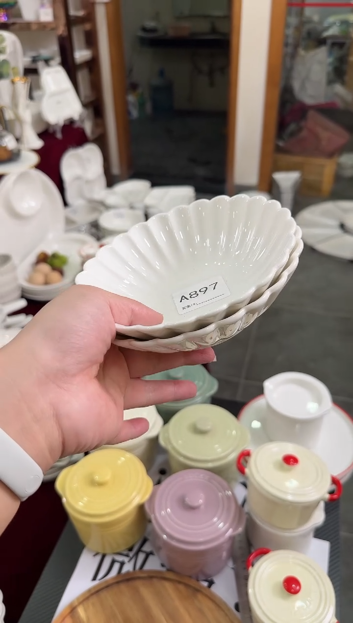 摆件陶微瑕 2个6.5英寸花瓣碗