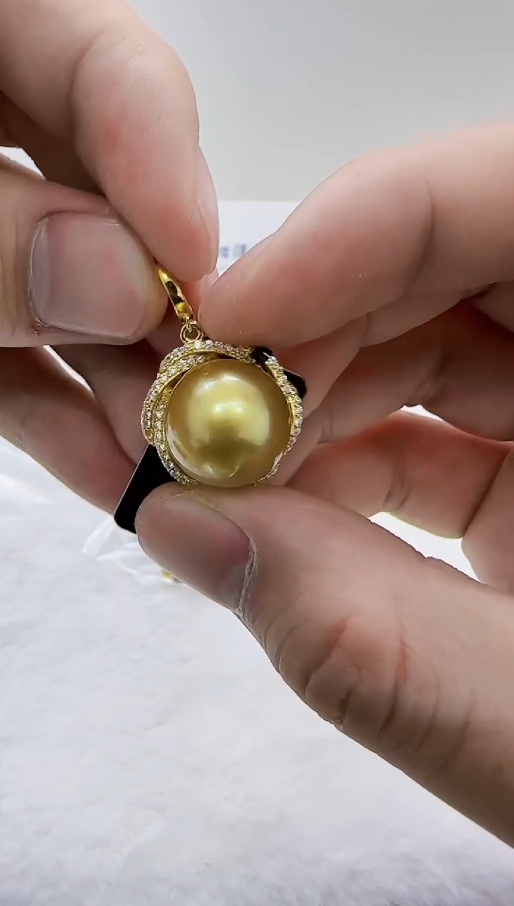 银S925镶嵌海水珍珠DA j229 吊坠14-15