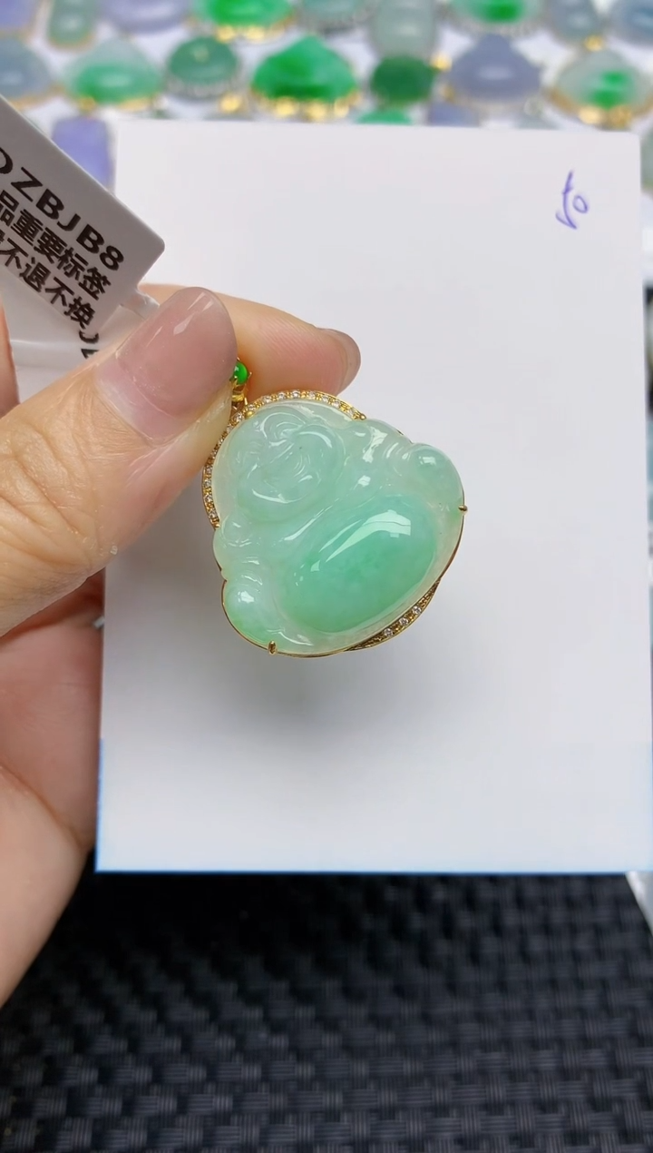 【闪购商品】翡翠颈饰18K金镶嵌天然A货翡翠 50