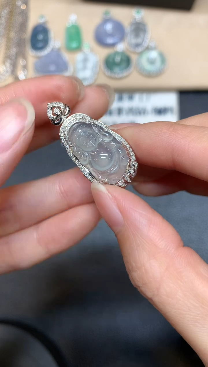 【闪购商品】翡翠吊坠(不含链)18K金镶嵌财神【无服务费