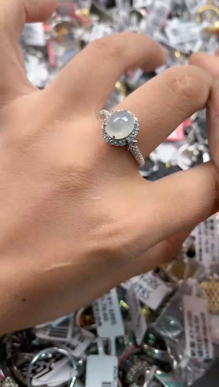 银S925镶嵌戒指翡翠12-12-12           8