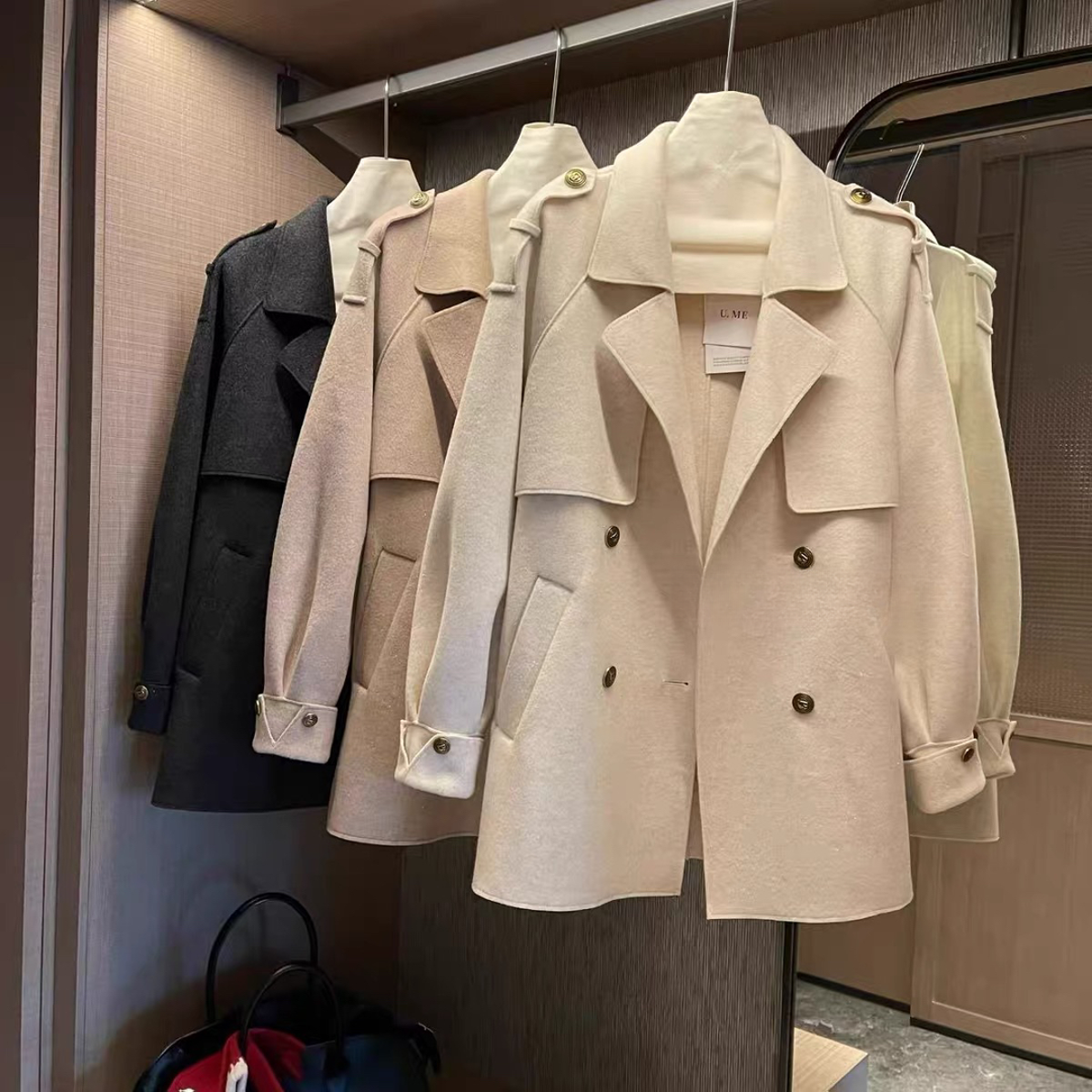 薇莎983-178【中款闺蜜款】衣长74亮丝双面呢外套