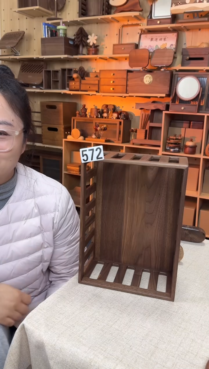 木572北美黑胡桃小号栅栏收纳筐