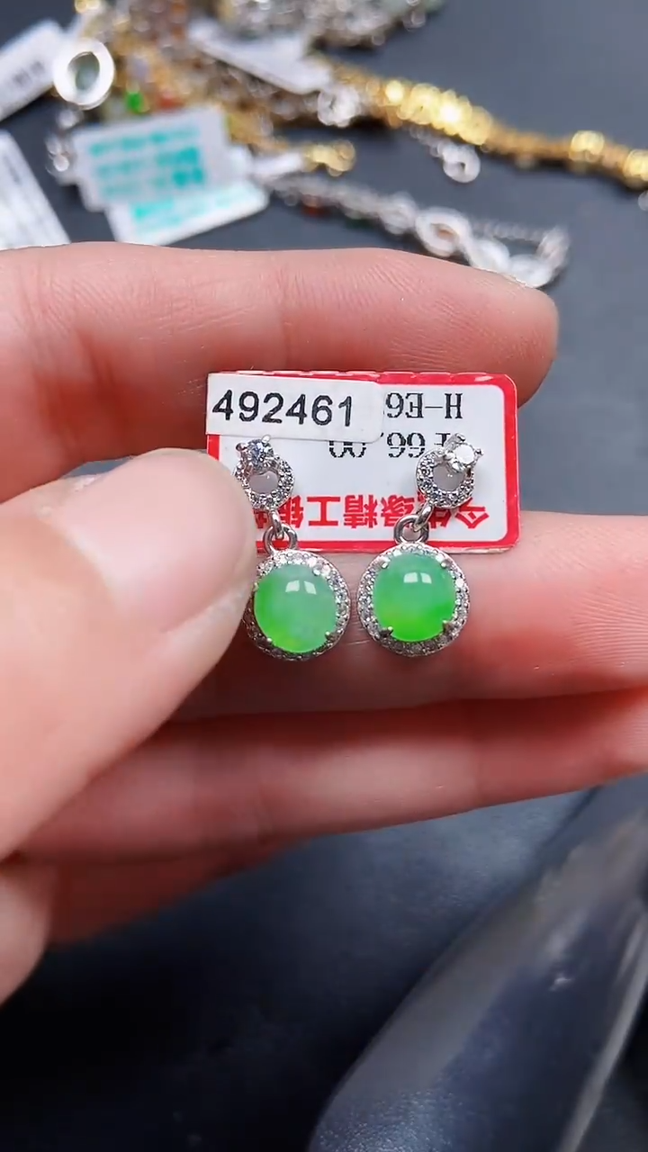 颈饰银S925镶嵌翡翠0107