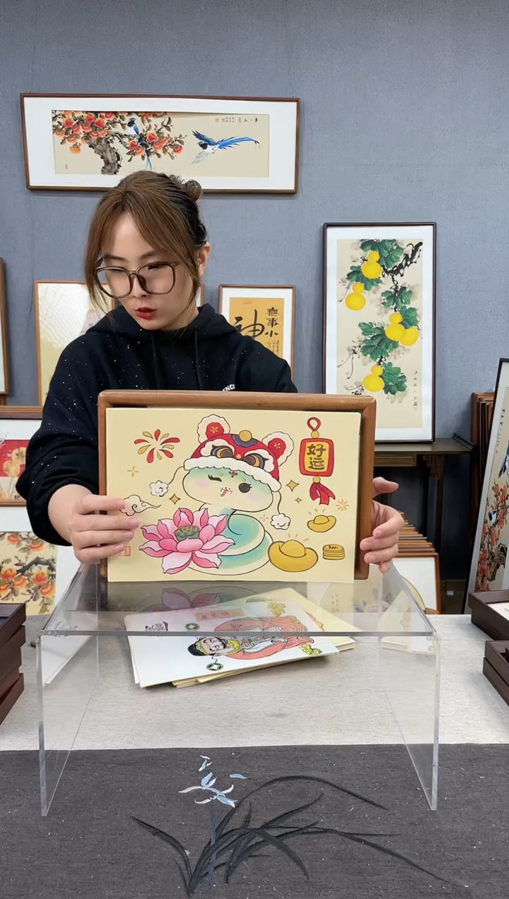 【闪购商品】国画A4-23*32摆台手绘作品-