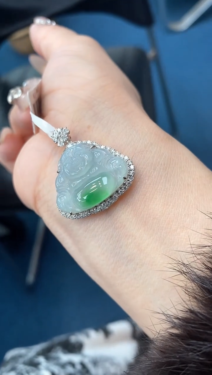 【闪购商品】翡翠颈饰18K金镶嵌佛公