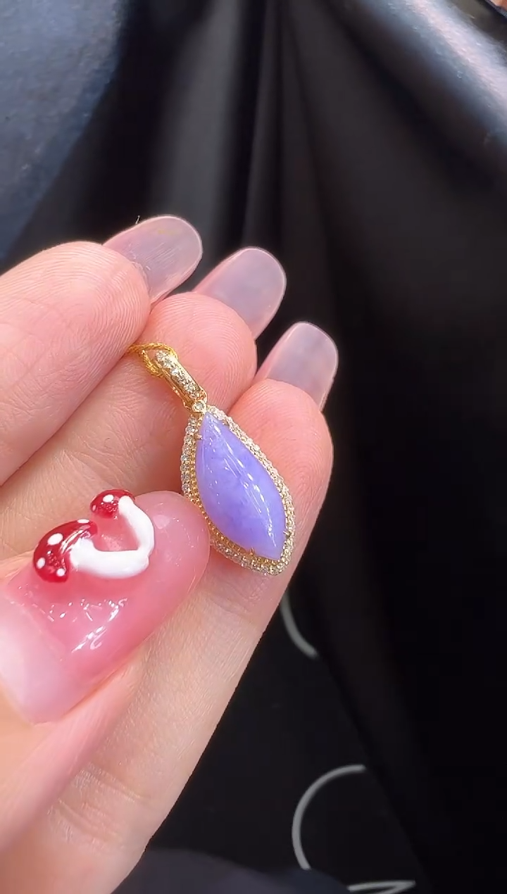 翡翠18K金镶嵌吊坠(不含链)吊坠