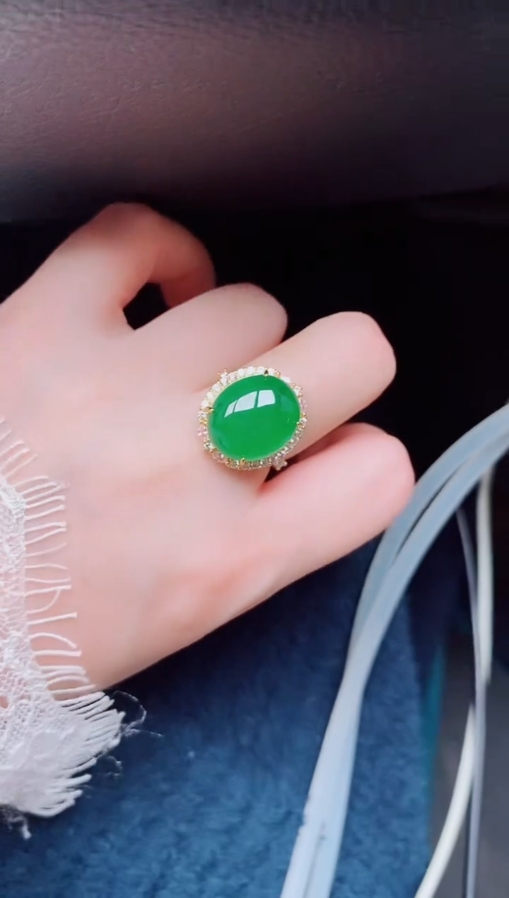 【闪购商品】翡翠戒指银S925镶嵌天然a货翡翠291