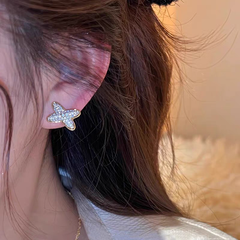 铜合金耳饰 3103百搭交叉经典耳钉