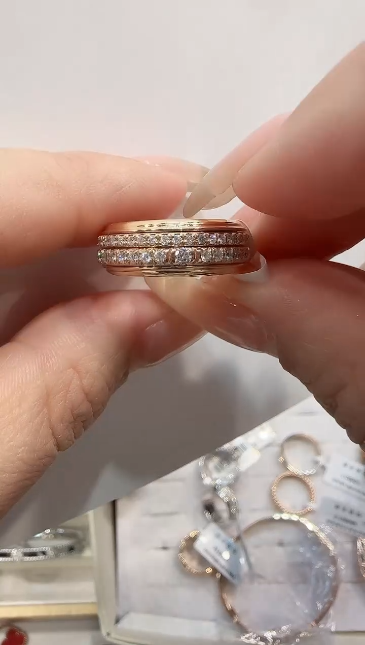 戒指18K金镶嵌钻石13#K玫时来运转