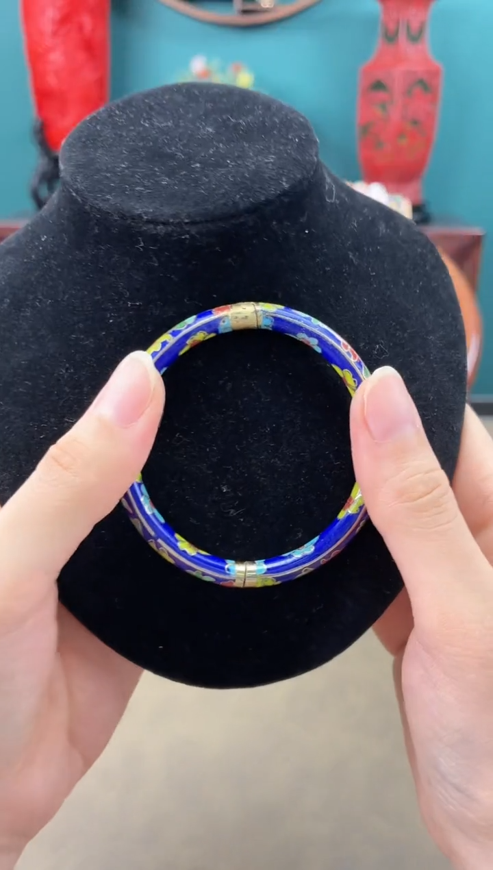 景泰蓝开口镯 53-58可戴 宝蓝