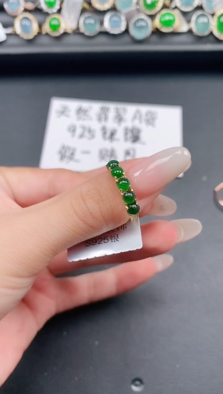 翡翠戒指银S925镶嵌11