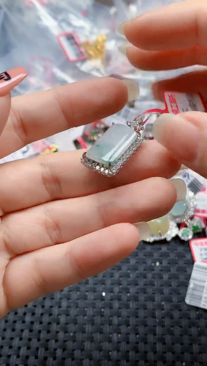 银S925镶嵌戒指翡翠天然A货缅甸翡翠