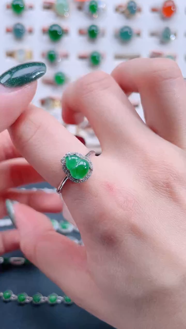 银S925镶嵌戒指翡翠天然翡翠