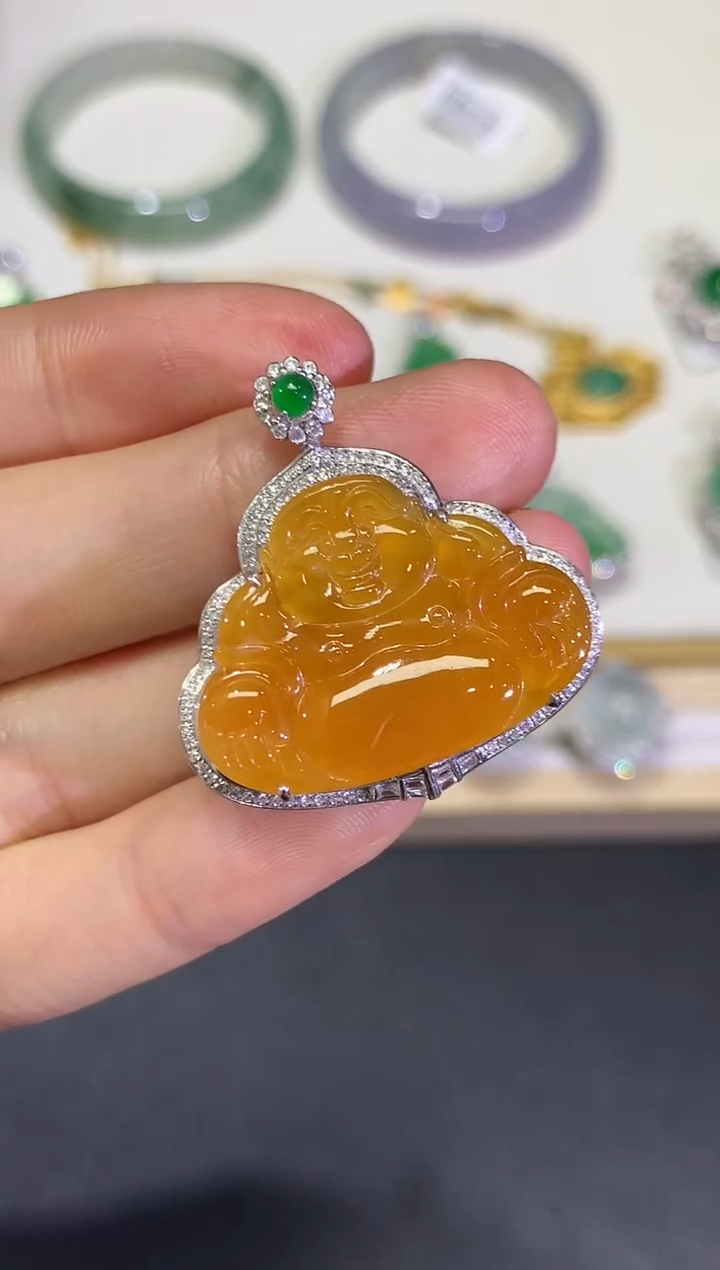 【闪购商品】翡翠颈饰18K金镶嵌团购52