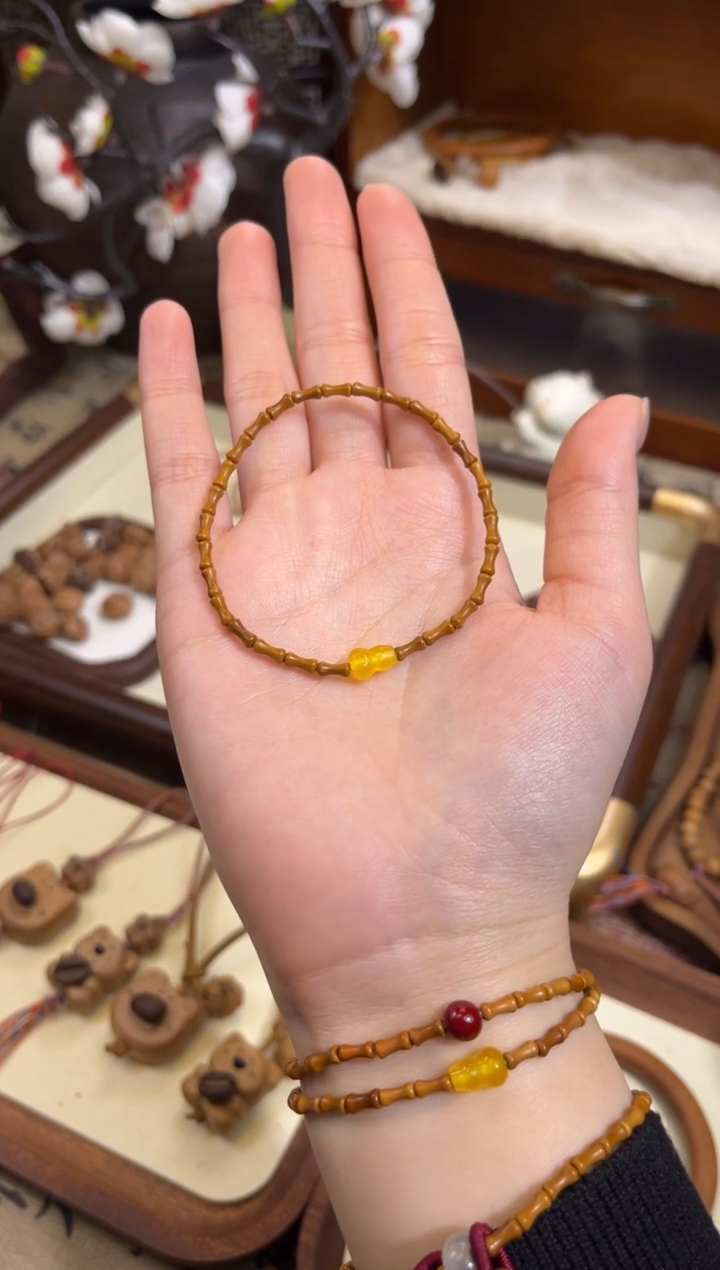 手串桃核【桃缘行】竹节「黄色葫芦」桃木桃核辟、挡、驱、护 备注手围