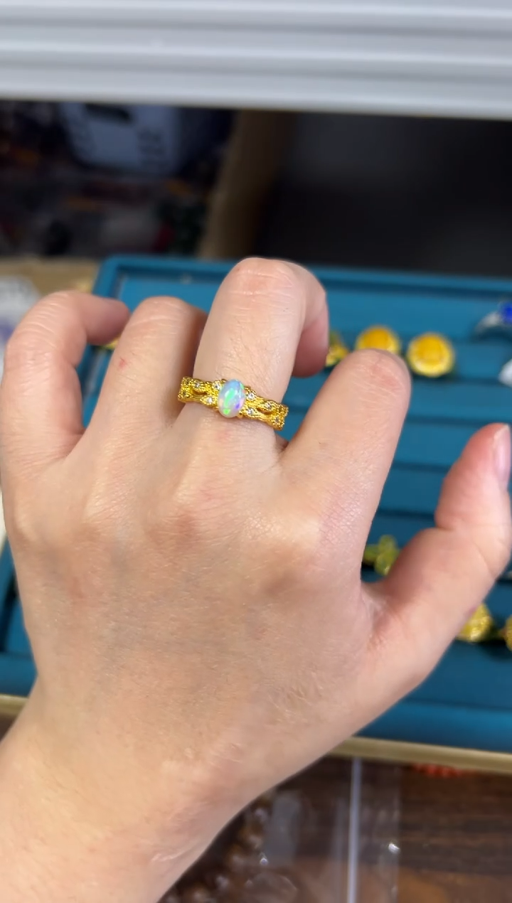 未镶嵌欧泊戒指彩欧泊蛋面精致镶嵌款戒指[106]