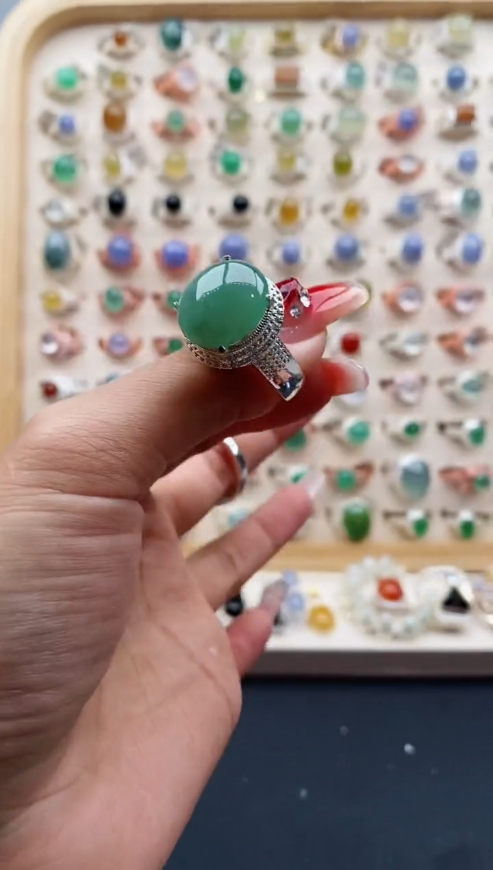 【闪购商品】翡翠戒指未镶嵌缅甸天然A货翡翠333 2+4