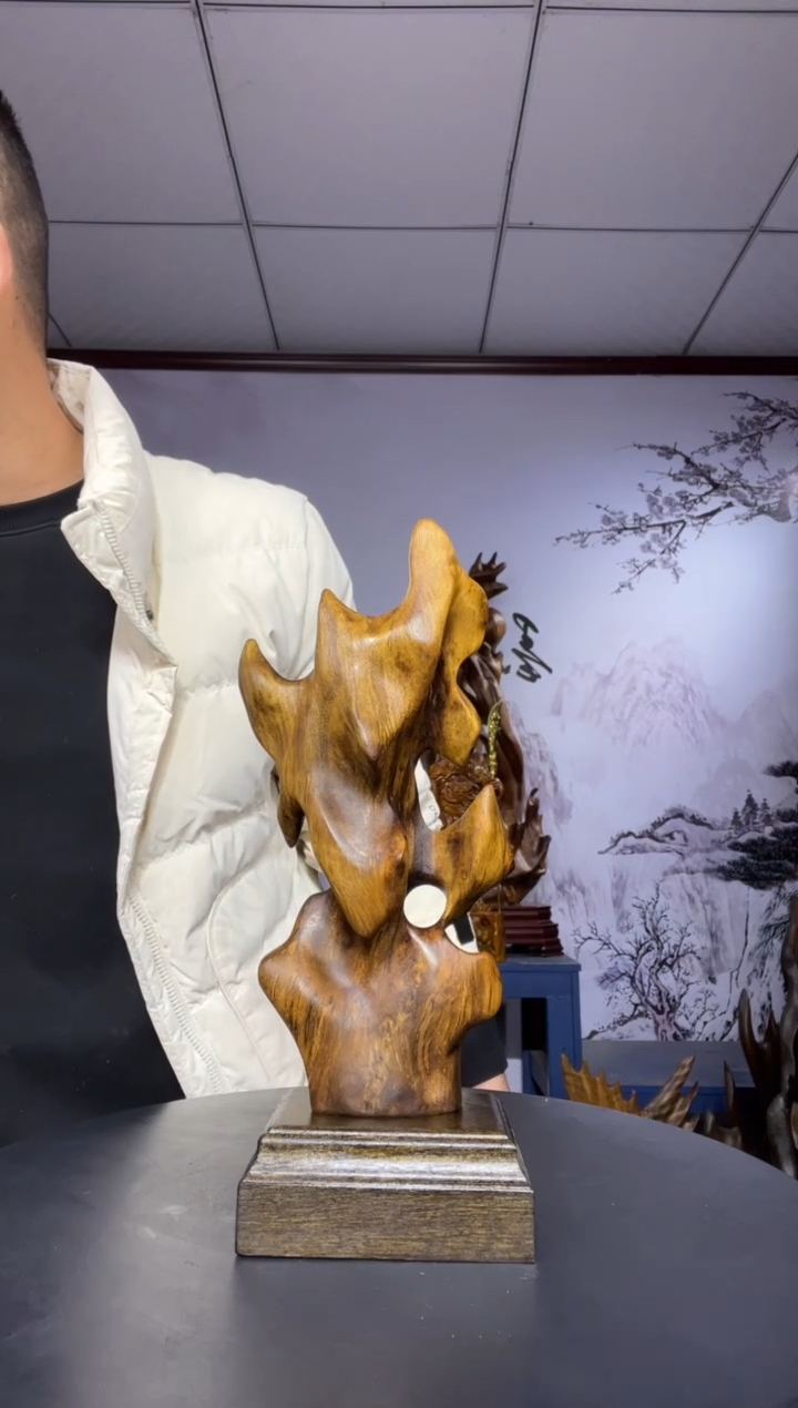 金丝楠木雕款蔡*金丝楠木工艺品摆件