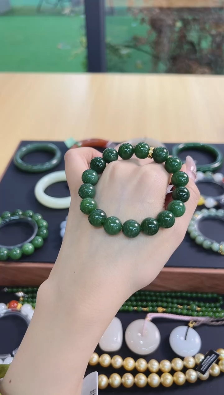 【睿泽鉴宝】和田玉碧玉手串 11-12mm YLL0061