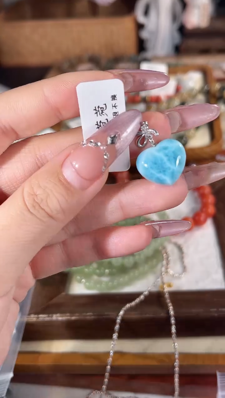 银S925镶嵌针钠钙石（海纹石）吊坠(不含链)多样性发其一