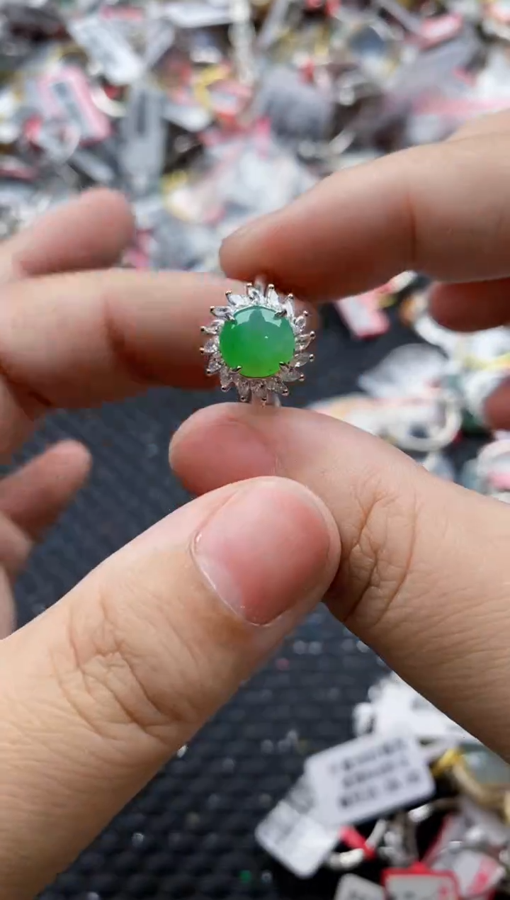 翡翠银S925镶嵌戒指222222---8