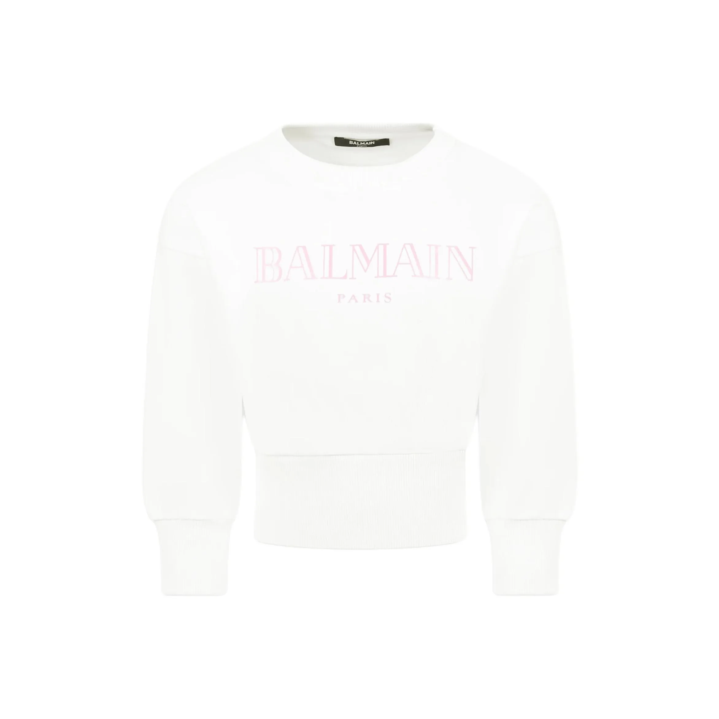 未使用 BALMAIN/巴尔曼 徽标印花圆领短款长袖 白色/黑色 ZC