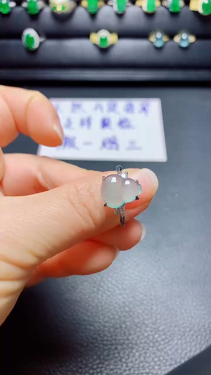 银S925镶嵌戒指翡翠天然翡翠A货s925银镶