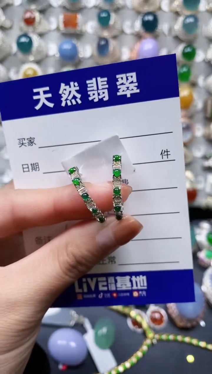 【闪购商品】翡翠耳饰银S925镶嵌0631