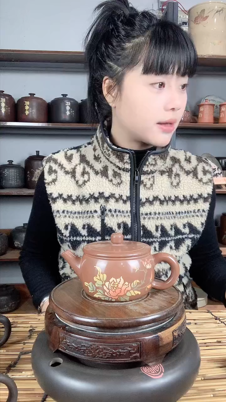 【闪购商品】罐建水紫陶手工彩填壶
