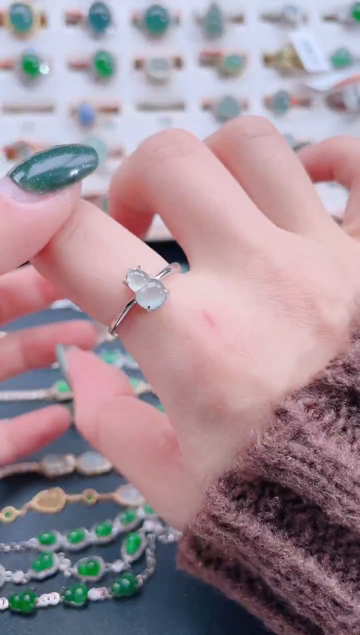 银S925镶嵌戒指翡翠天然翡翠