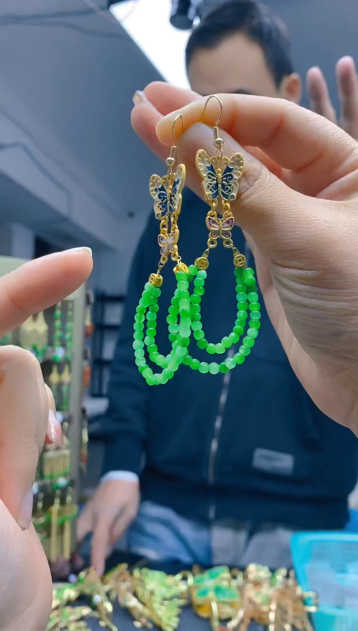 【闪购商品】翡翠耳饰合金0101翡翠耳钩