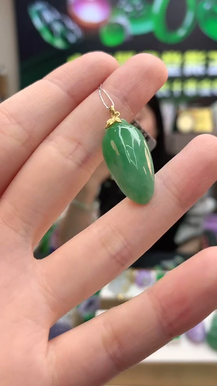 【闪购商品】翡翠颈饰18K金镶嵌赠礼盒证书  敏