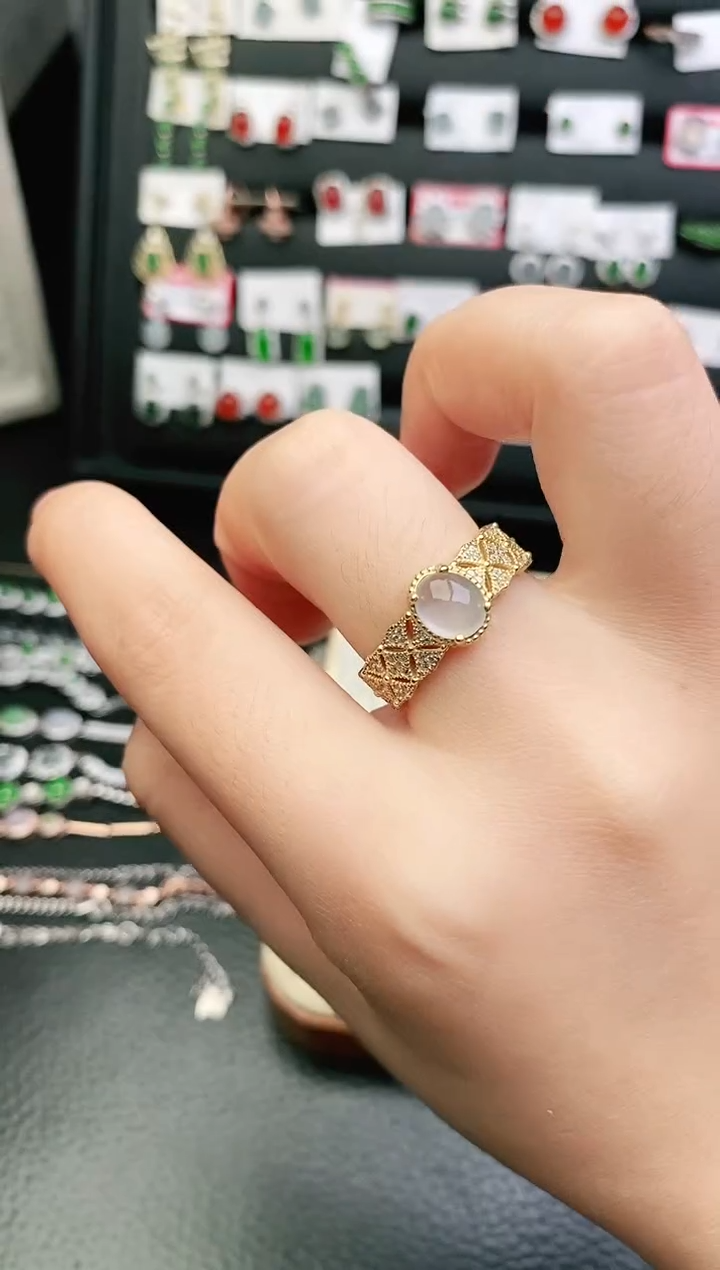 翡翠戒指银S925镶嵌0