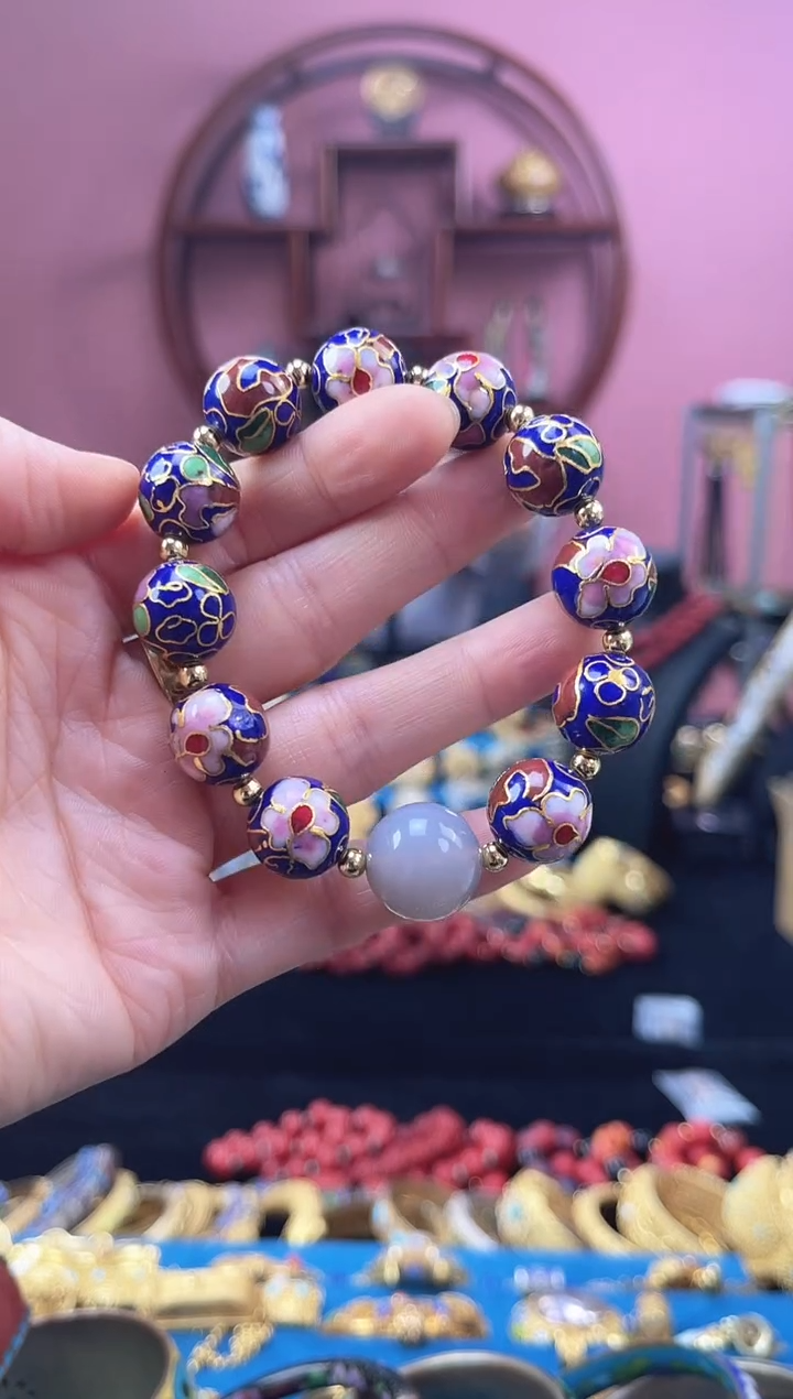 非遗 景泰蓝 手串  1.4 宝蓝