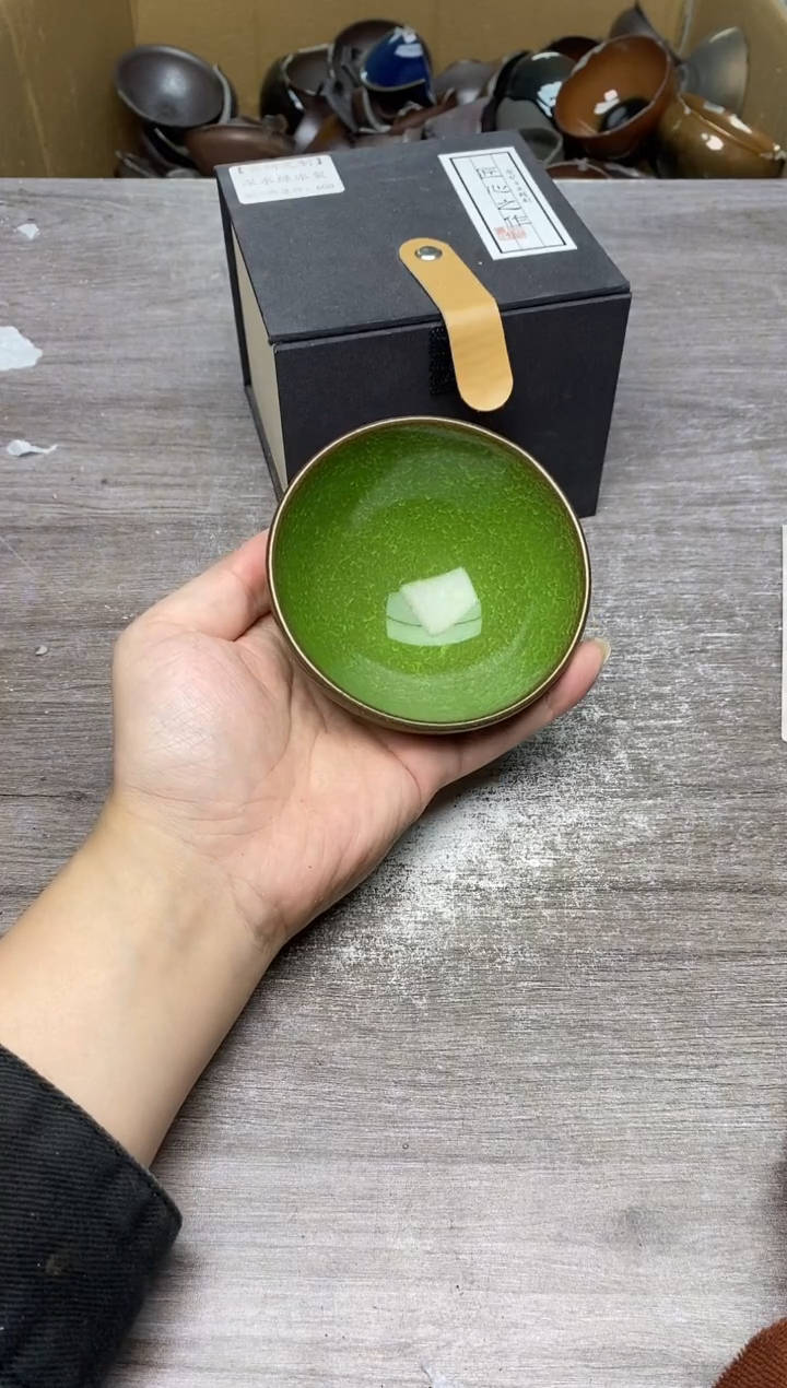 茶盏 冰语 翡翠绿冰裂 建盏主人杯 
