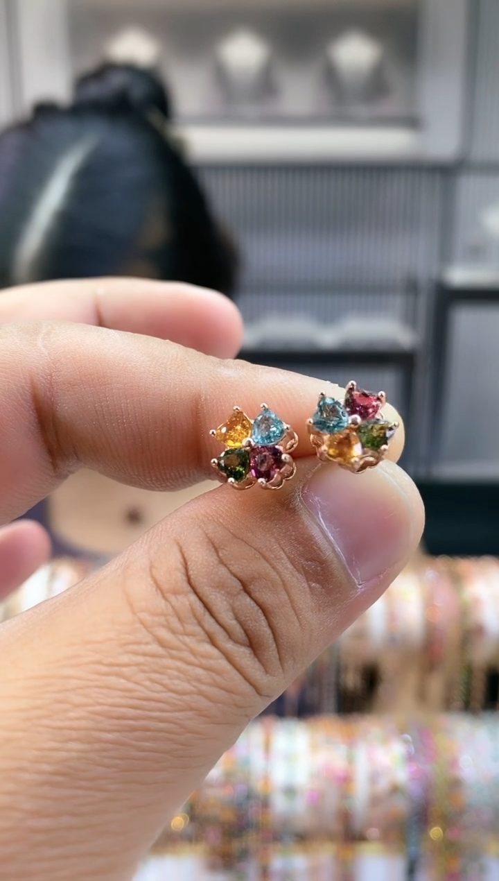 银S925镶嵌耳钉碧玺3354354354354