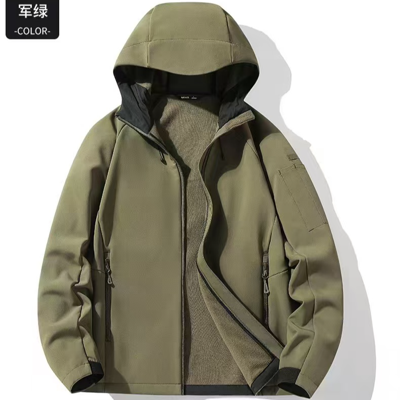 一体绒软壳冲锋衣春秋户外登山保暖男女同款情侣时尚休闲加绒