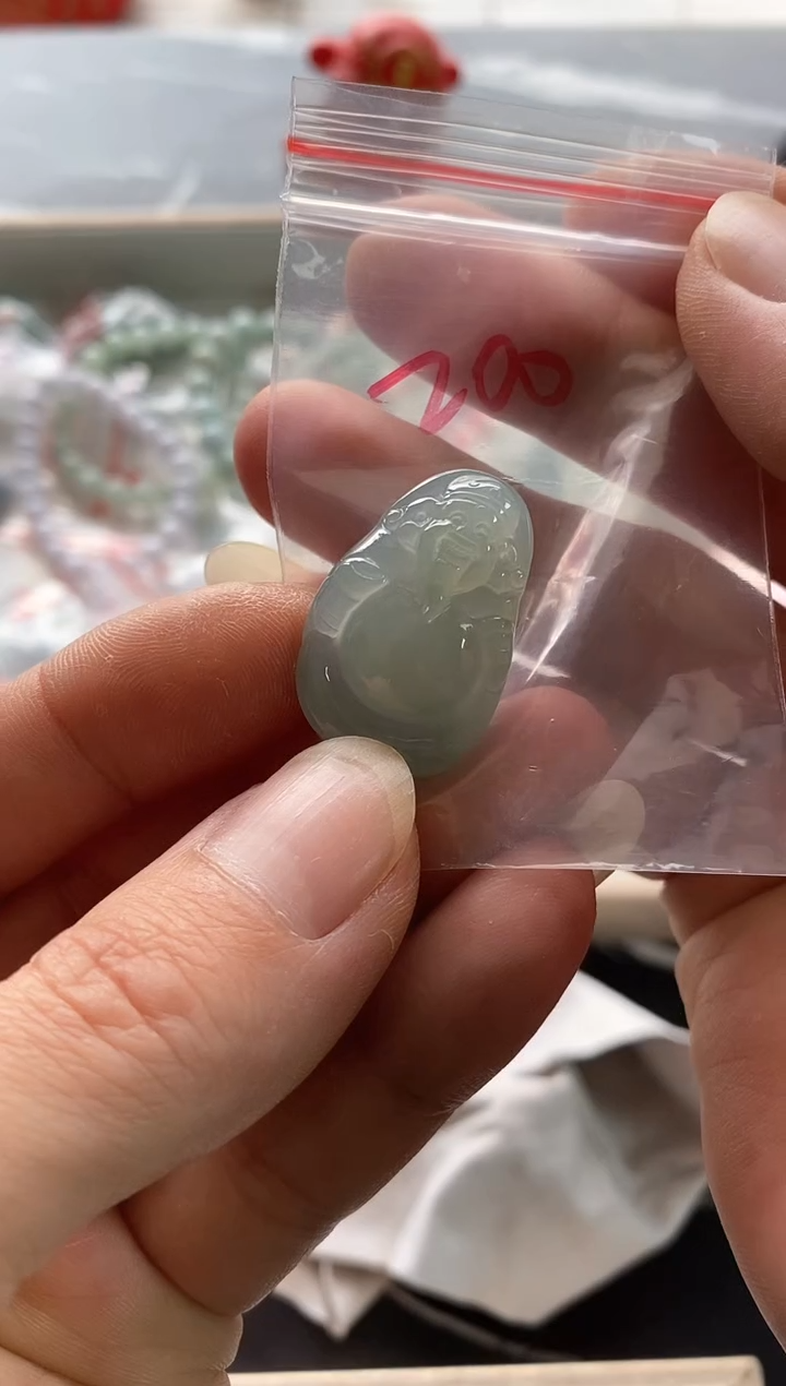 颈饰银S925镶嵌翡翠17天然缅甸翡翠A货财爷爷