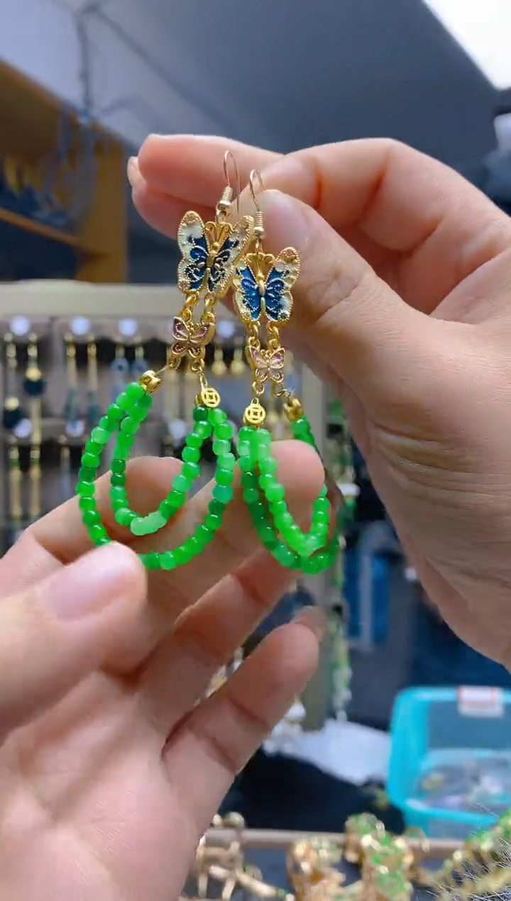 【闪购商品】翡翠耳饰合金0432翡翠耳钩