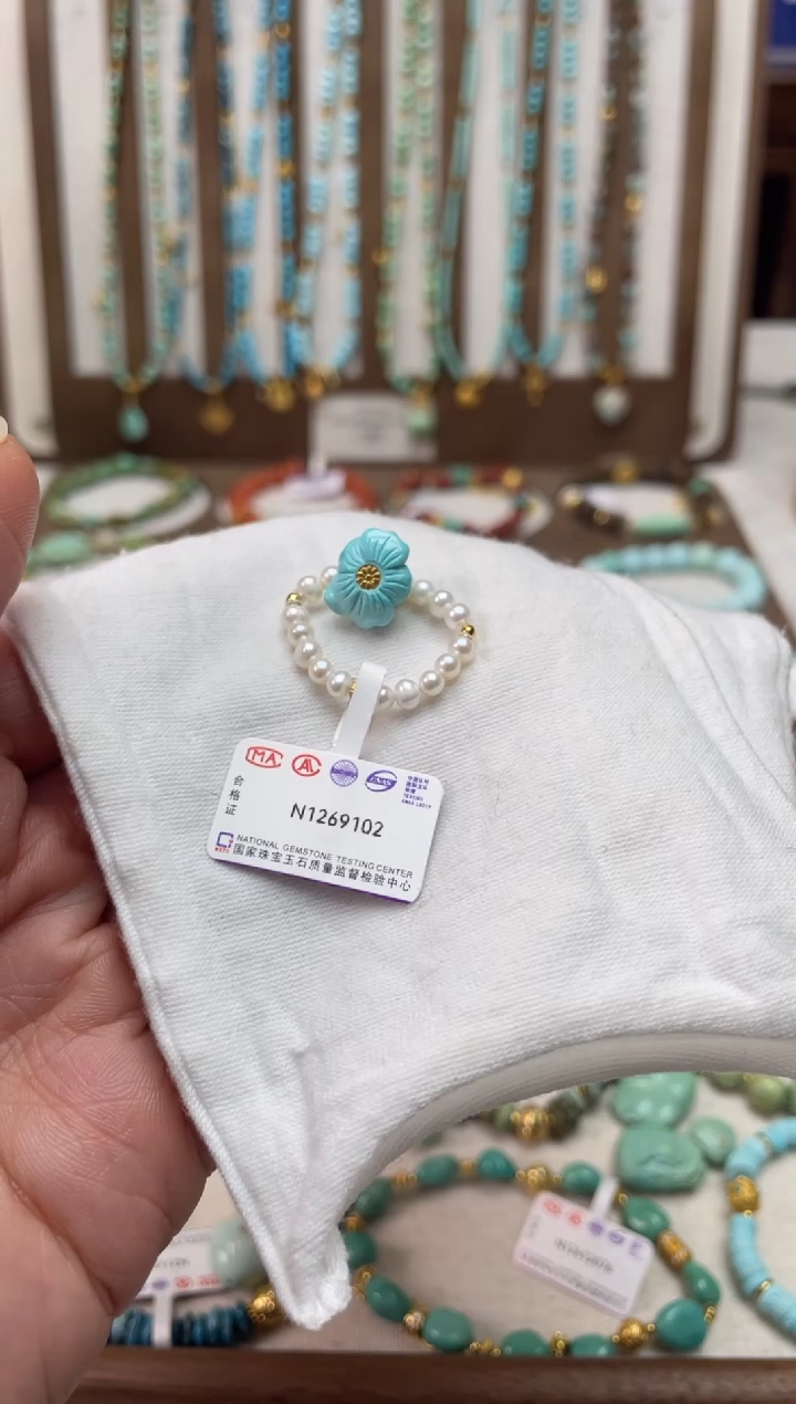 绿松石银S925镶嵌戒指13