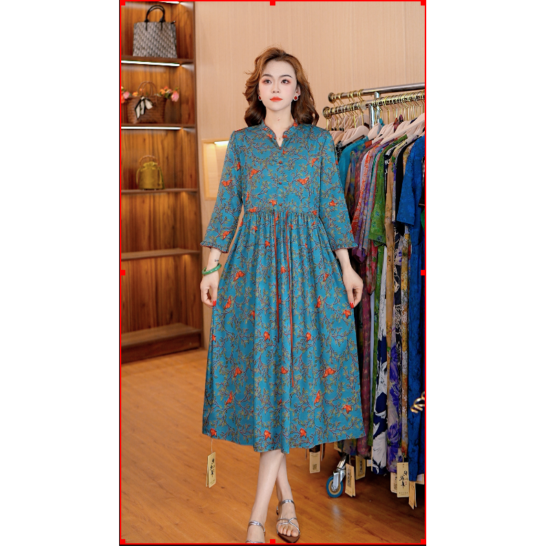 8643-34新款舒适时尚印花连衣裙